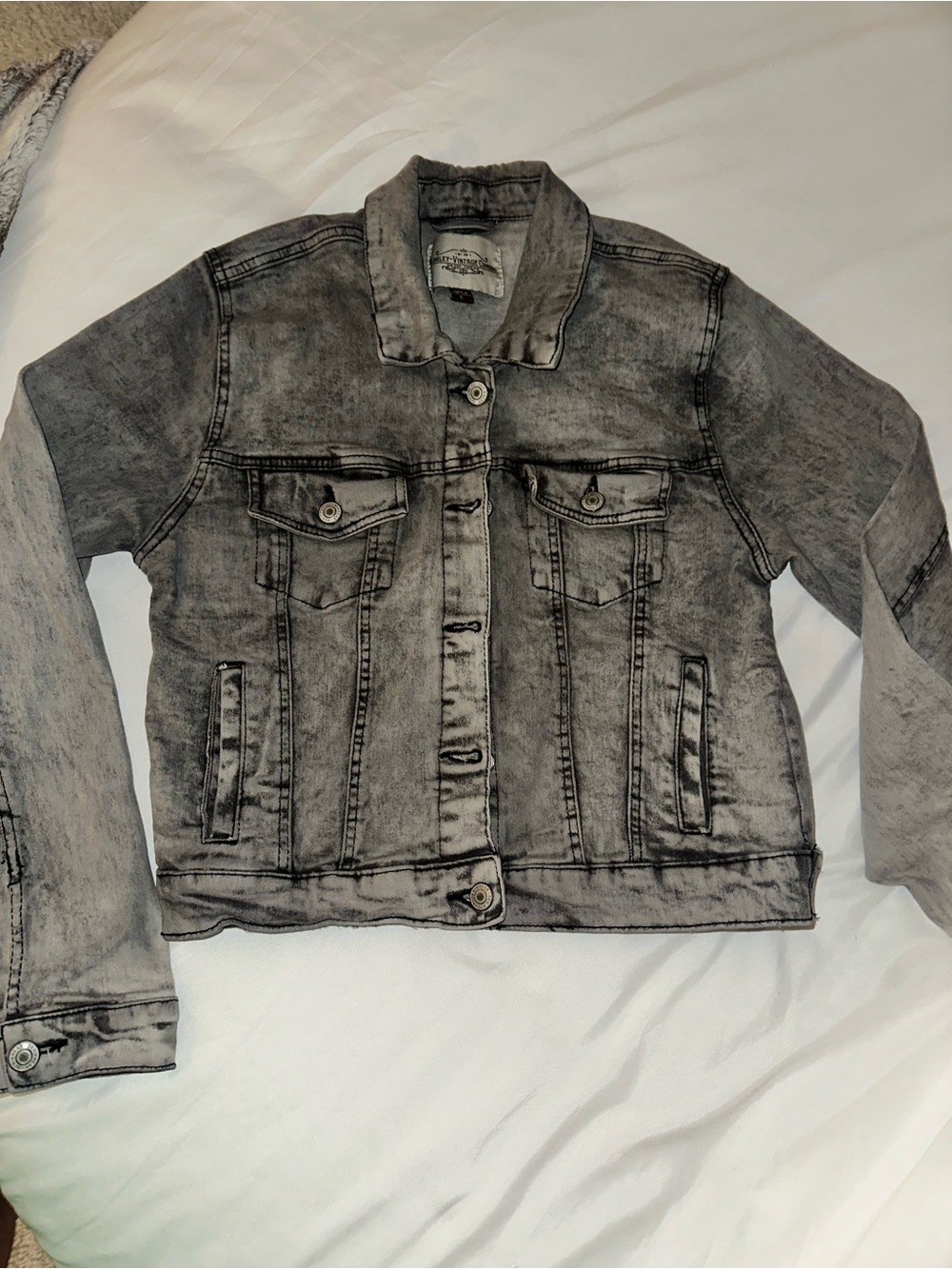 Women’s Washed Gray Denim Jacket - Classic Jean Jacket